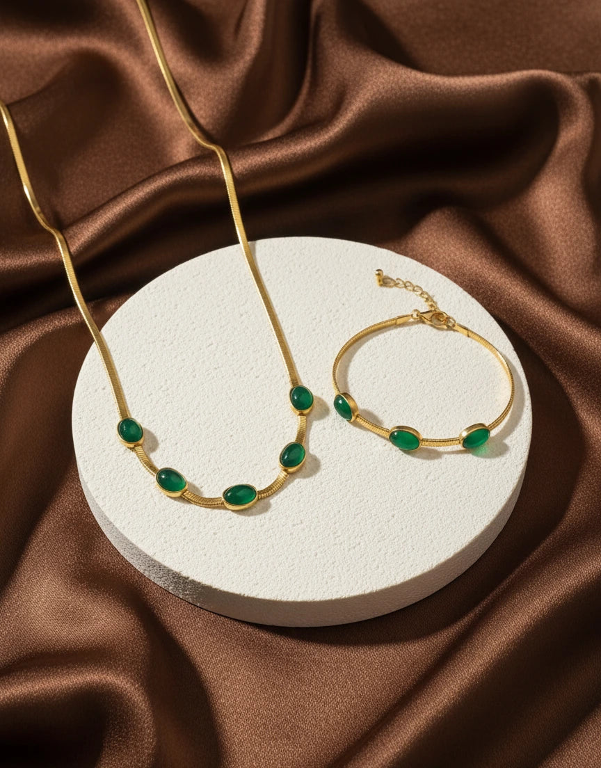 emerald glow jewellery set