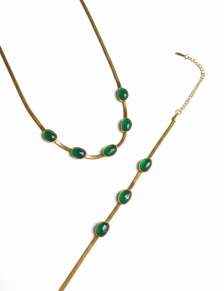 emerald glow jewellery set